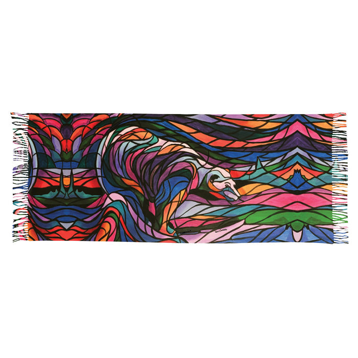 Salmon Hunter indigenous art shawl by Don Chase Canada