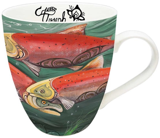 Salmon Run indigenous art mug by Carla Joseph Canada