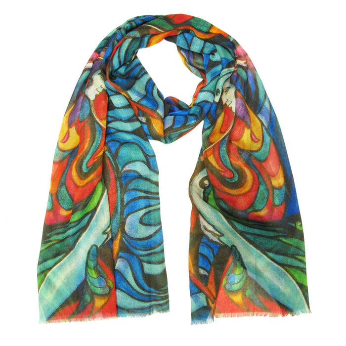 Salmon Spirit Fish indigenous art shawl by Don Chase Canada