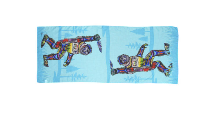 Sasquatch indigenous art shawl by Jessica Somers Canada