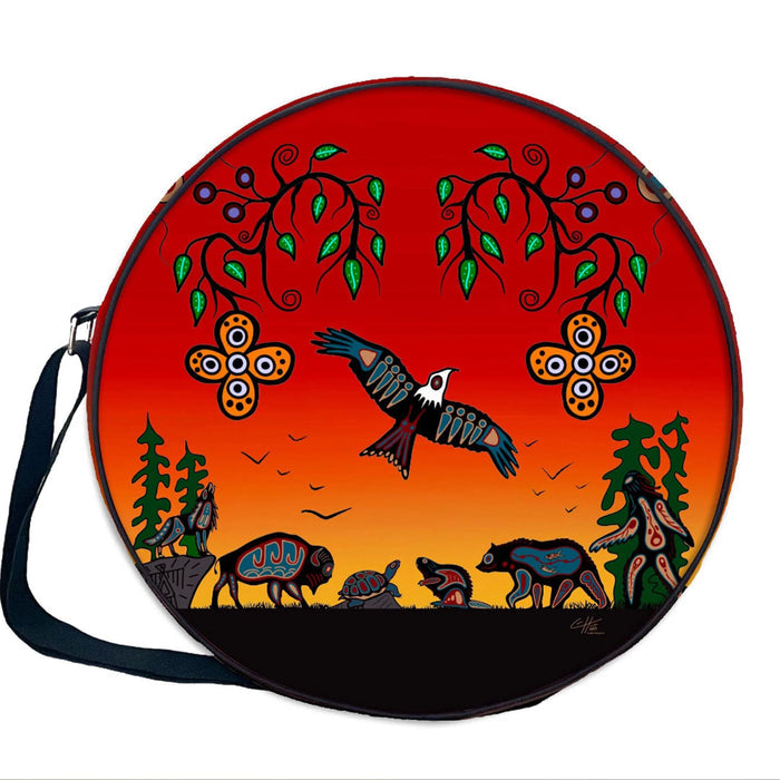Seven Grandfather Teachings Drum Bag in 3 sizes indigenous art gift by Cody Houle Canada