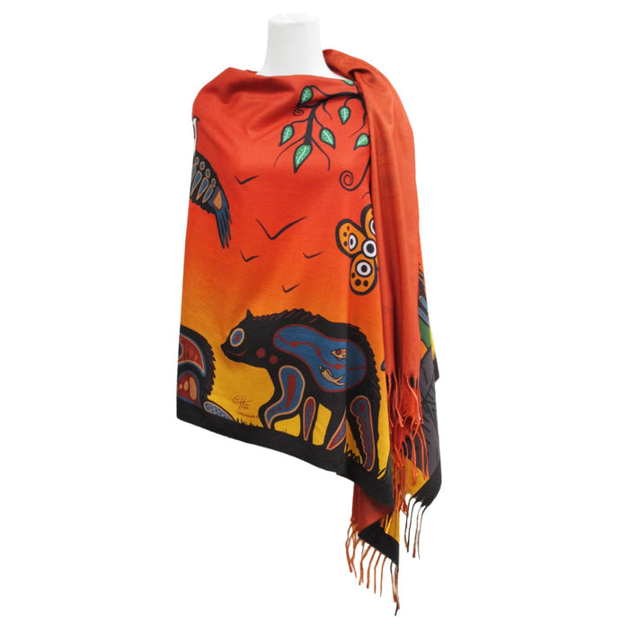 Seven Grandfather Teachings indigenous art shawl by Cody Houle Canada