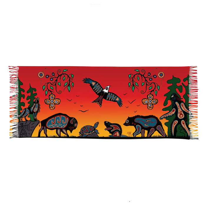 Seven Grandfather Teachings indigenous art shawl by Cody Houle Canada