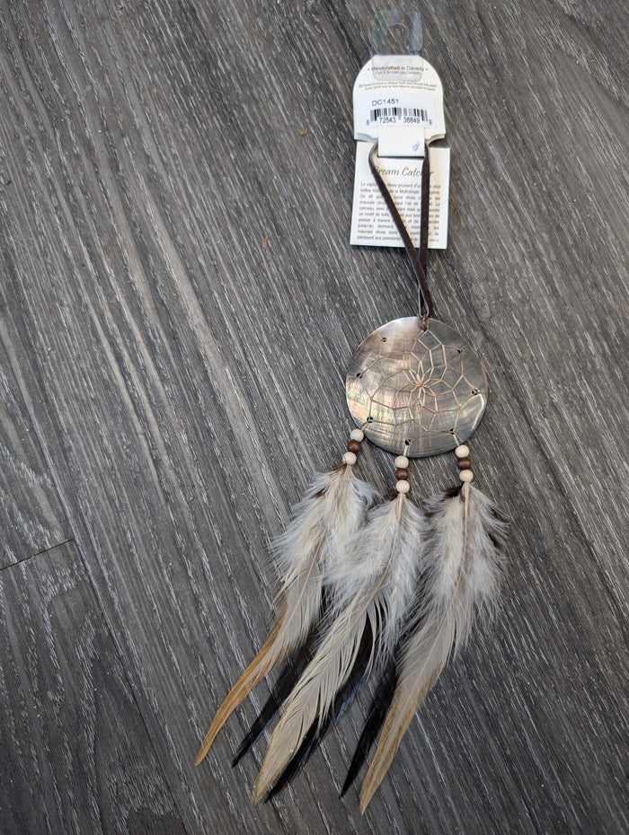 Shell Dream Catcher with 2.25 inch shell center indigenous art gift by Monague Canada