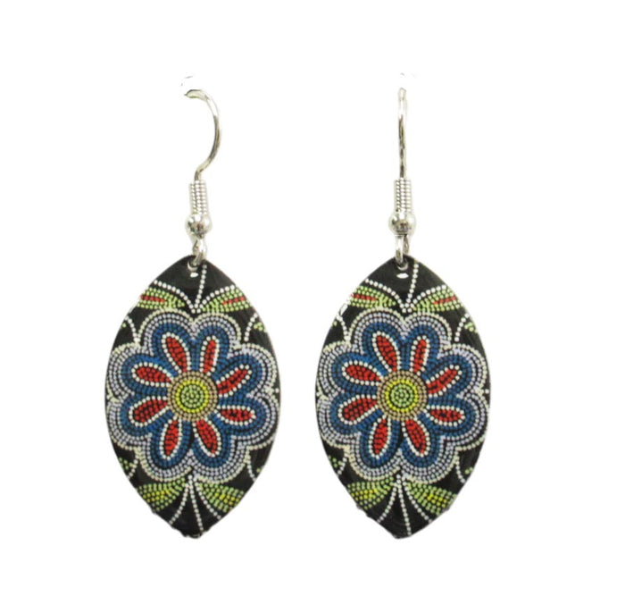 Silver Threads drop Earrings artwork by Métis Artist, Deb Malcolm indigenous art gift by Deb Malcolm Canada