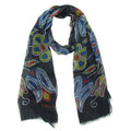 Silver Threads Eco scarf by Metis artist, Deb Malcolm indigenous art shawl by Deb Malcolm Canada