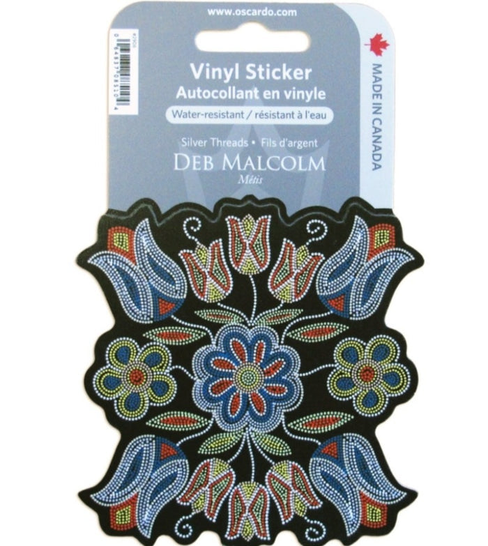 Silver Threads Large Vinyl sticker (4" x 4") by Métis Artist, Deb Malcolm indigenous art gift by Deb Malcolm Canada