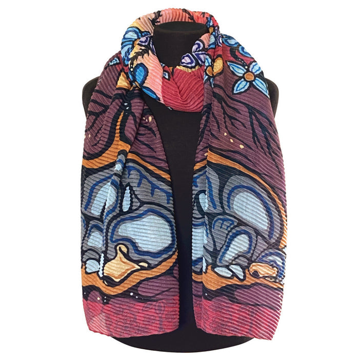 Sleeping Bears indigenous art shawl by Storm Angeconeb Canada