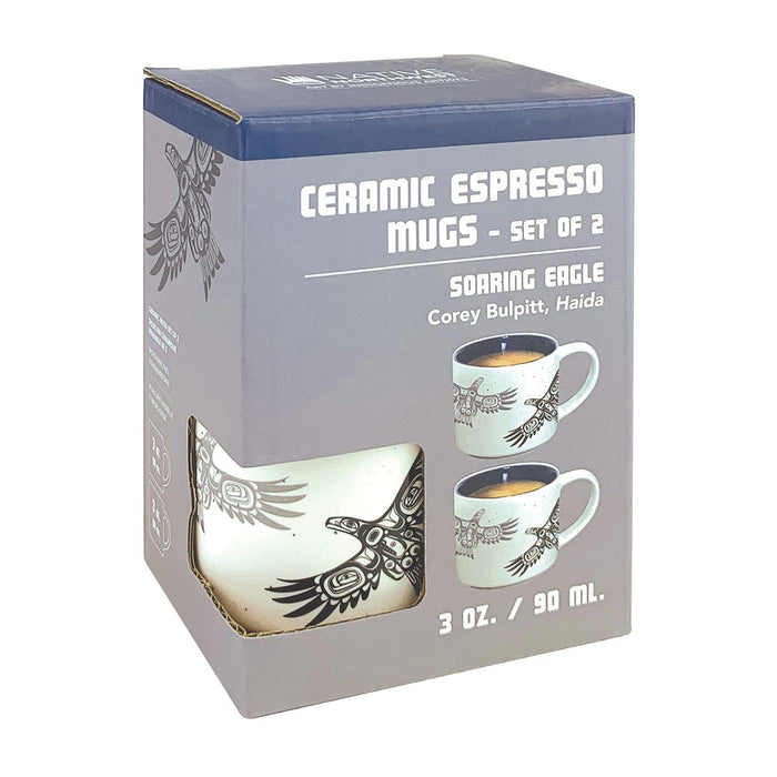 "Soaring Eagle" Espresso mugs, set of two, design by Haida artist Corey Bulpitt