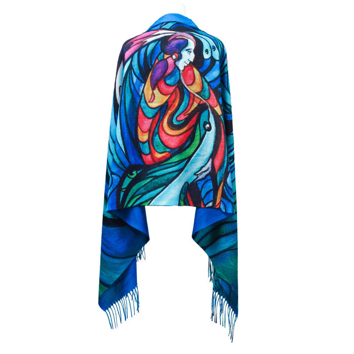 Spirit Fish indigenous art shawl by Don Chase Canada