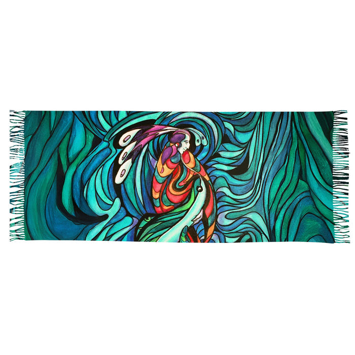 Spirit Fish indigenous art shawl by Don Chase Canada