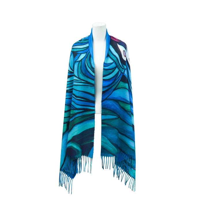 Spirit Fish indigenous art shawl by Don Chase Canada