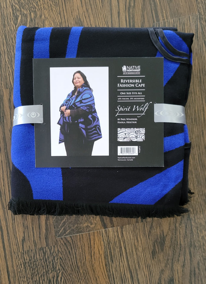 Spirit Wolf indigenous art shawl by Paul Windsor Canada