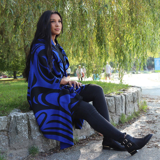 Spirit Wolf indigenous art shawl by Paul Windsor Canada