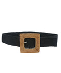 Square Rattan Buckle Straw Belt