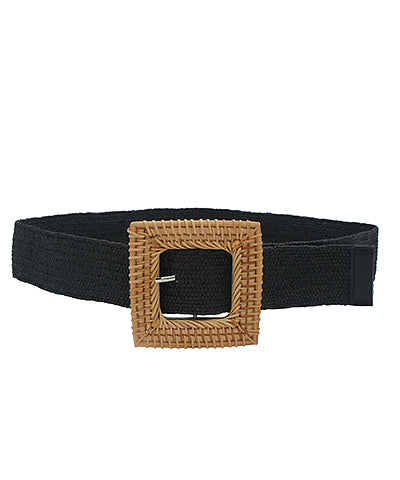Square Rattan Buckle Straw Belt