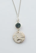 Sterling Silver Birch Bark necklace with teal druzy indigenous art gift by Monague Canada