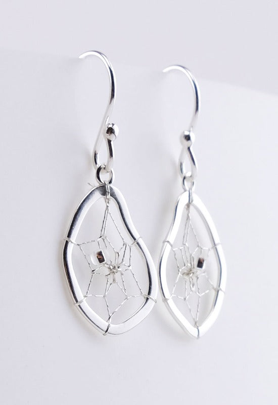 Sterling Silver Dreamcatcher Earrings indigenous art gift by Monague Canada
