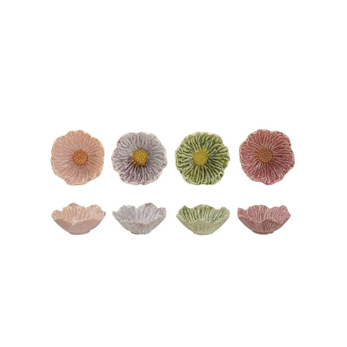 Stoneware Flower Shaped Bowl, Reactive