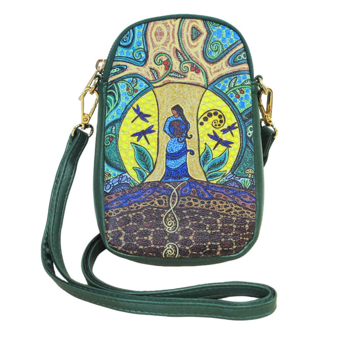 Strong Earth Woman Phone Bag by Indigenous Artist Leah Dorion indigenous art gift by Leah Dorion Canada