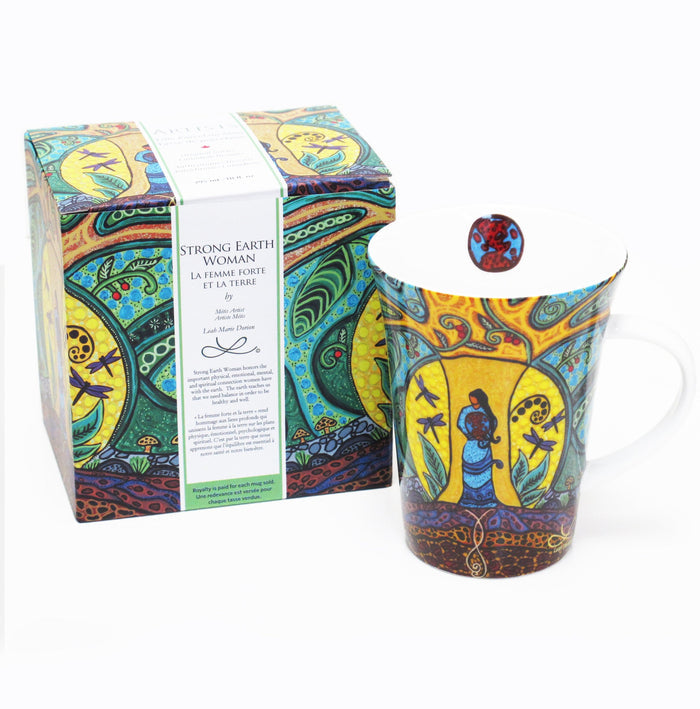 Strong Earth Woman indigenous art mug by Leah Dorion Canada