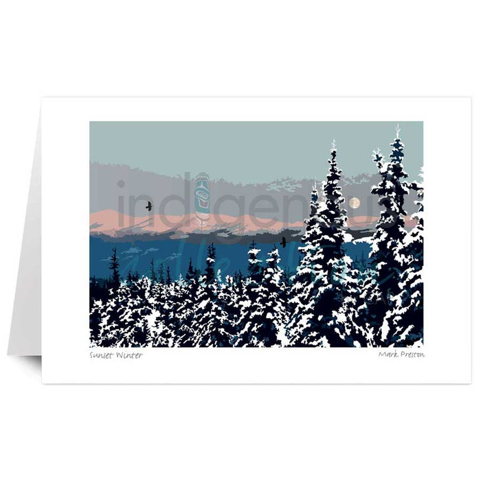 Mark Preston Sunset Winter Art Card | Native Art Canada
