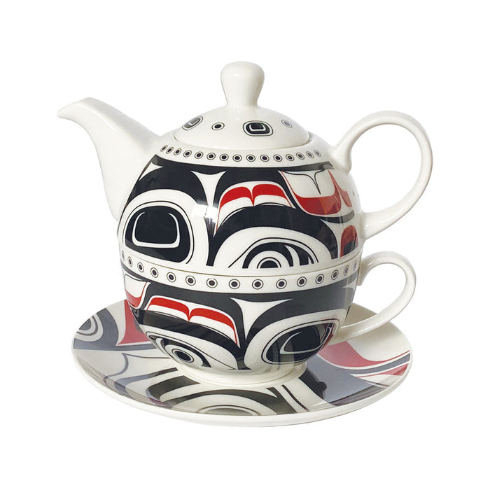 Tea for 1 set, "Matriarch Bear"  by Indigenous Artist Morgan Asoyuf indigenous art mug by Morgan Asoyuf Canada