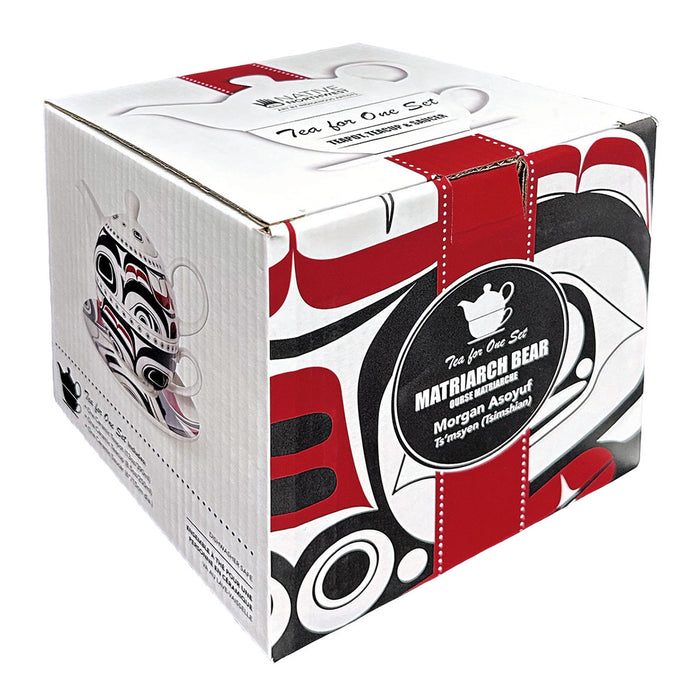 Tea for 1 set, "Matriarch Bear"  by Indigenous Artist Morgan Asoyuf indigenous art mug by Morgan Asoyuf Canada
