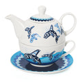 Tea for 1 set, "Orca Family"  by Indigenous Artist Paul Windsor indigenous art mug by Paul Windsor Canada