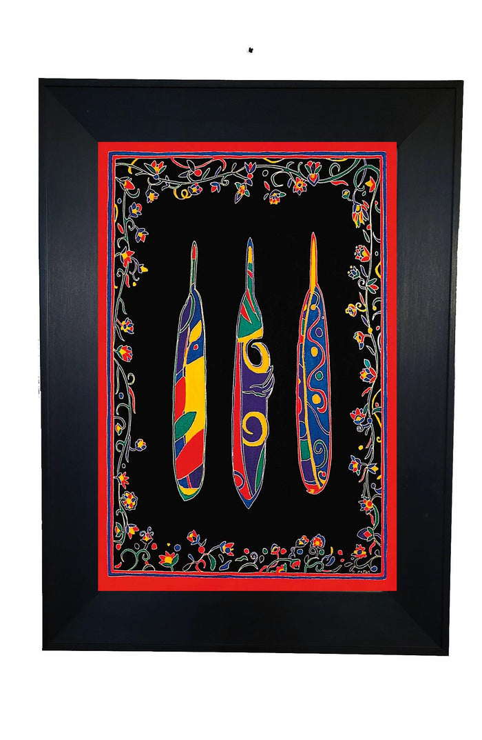 Dawn Oman Three Feathers Wall Art | Native Art Canada