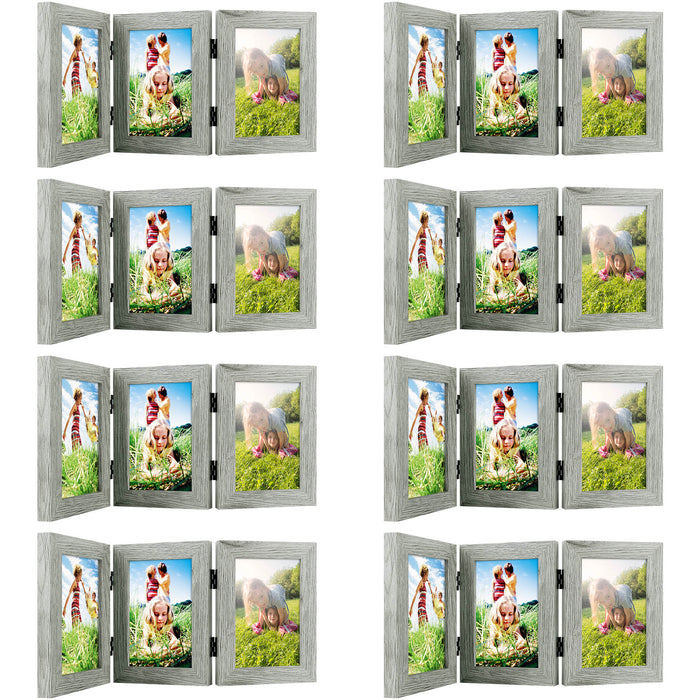 Three Picture Frame for Three 4x6 Pictures (8 Pcs per Box) Light Grey