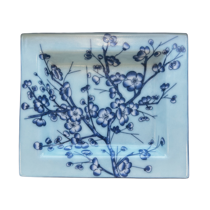 Turquoise Blue Plum Blossom Key Tray, 7.5"