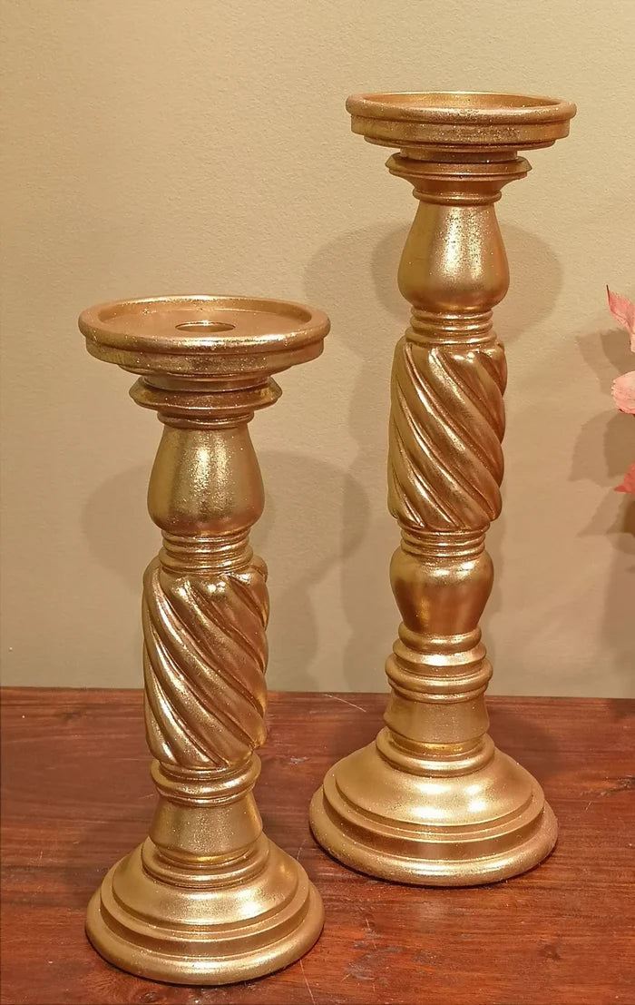 Twisted Gold Pedestal Candleholder
