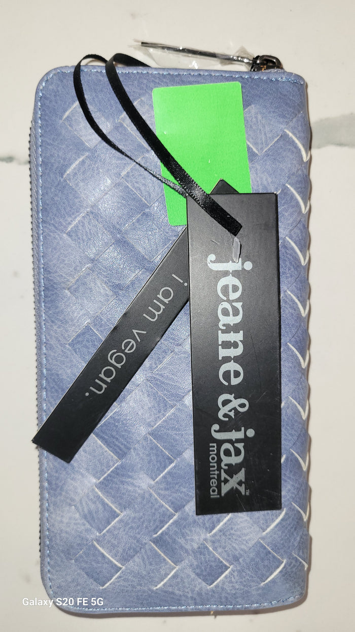 Vegan leather denim colour wallet indigenous art gift by Canadian Fashion & Home Decor Boutique Canada