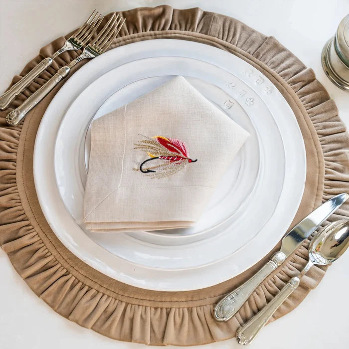 Velvet Mocha Round Ruffle Placemat | Set of 4