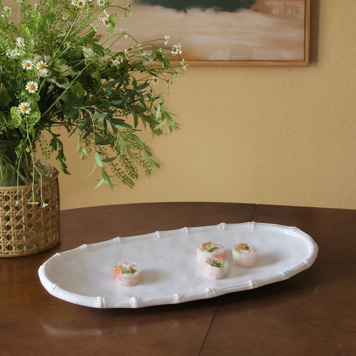 VIDA Bamboo Med Oval Platter (White)