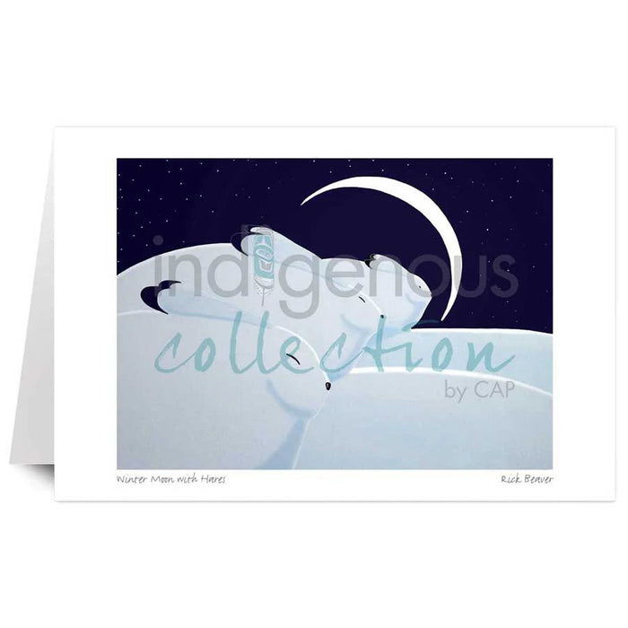 Rick Beaver Winter Moon with Hares Wall Art | Native Art Canada