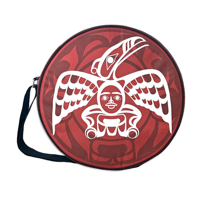White Raven Drum Bag in 3 sizes indigenous art gift by Roy Henry Vickers Canada