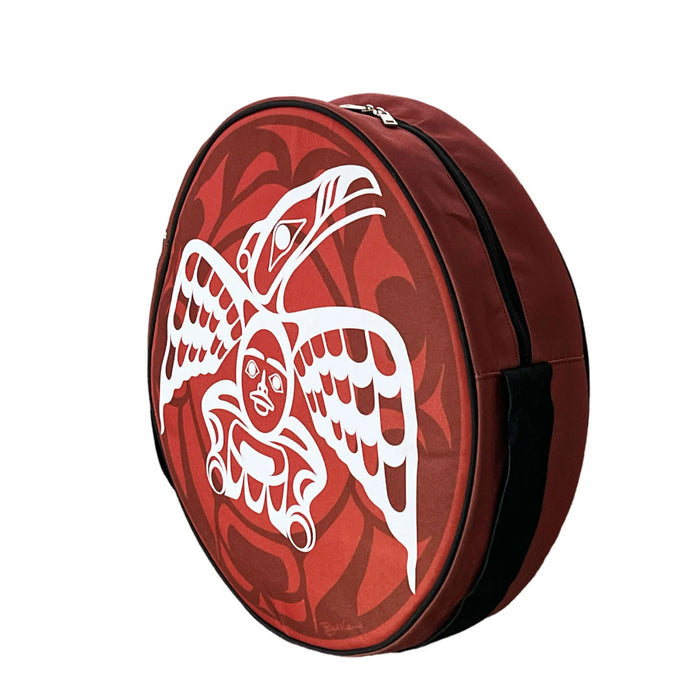 White Raven Drum Bag in 3 sizes indigenous art gift by Roy Henry Vickers Canada