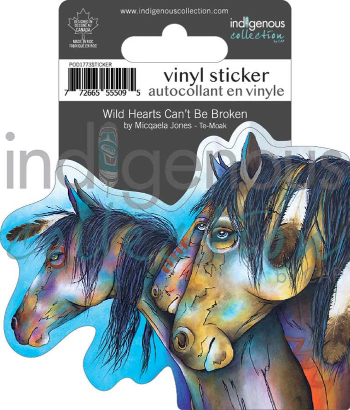 Wild Hearts Can't be Broken Large Vinyl sticker (4.5" x 3.5") by Micqaela Jones indigenous art gift by Micqaela Jones Canada