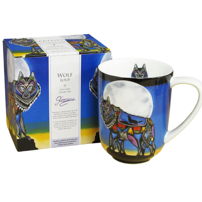 Wolf indigenous art mug by Jessica Somers Canada