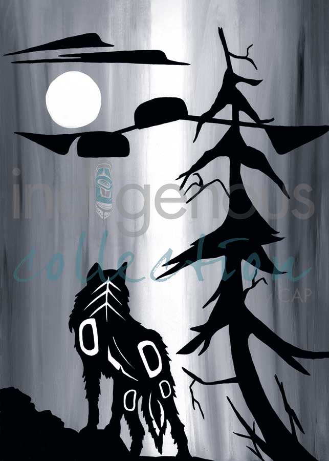 Diane Levesque Wolf and Moon Wall Art | Native Art Canada