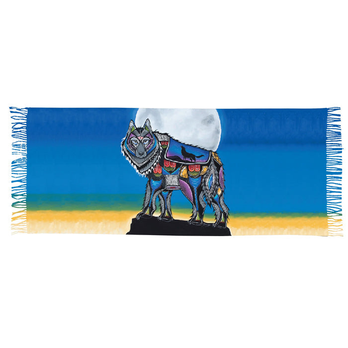 Wolf indigenous art shawl by Jessica Somers Canada