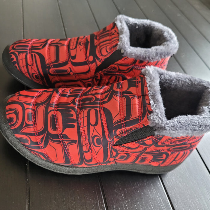 Women's Slip On Shoes, 'Tradition' artwork by Native artist, Ryan Cranmer indigenous art gift by North of Fifty First Nations & Métis Art Boutique Canada