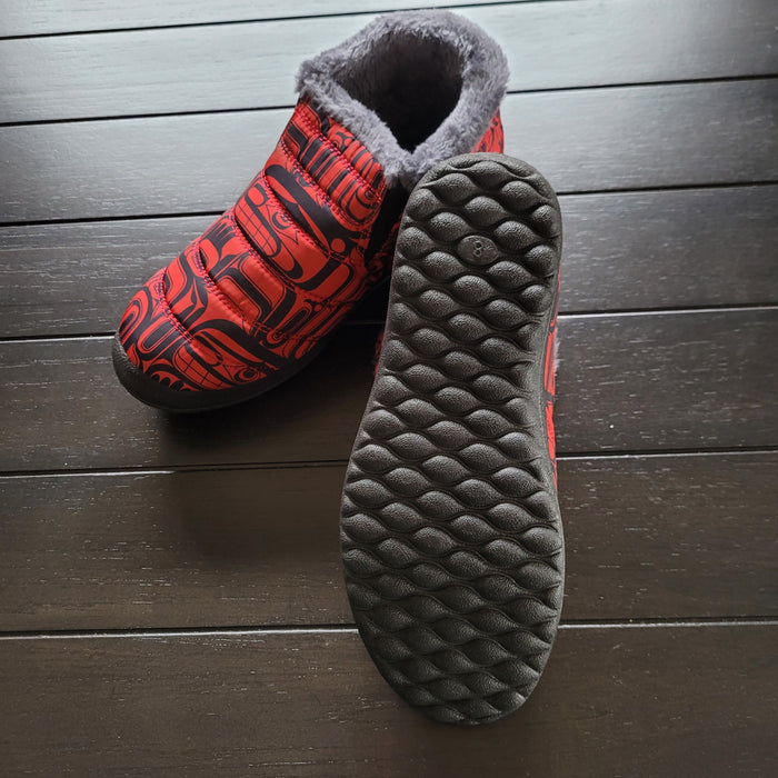 Women's Slip On Shoes, 'Tradition' artwork by Native artist, Ryan Cranmer indigenous art gift by North of Fifty First Nations & Métis Art Boutique Canada