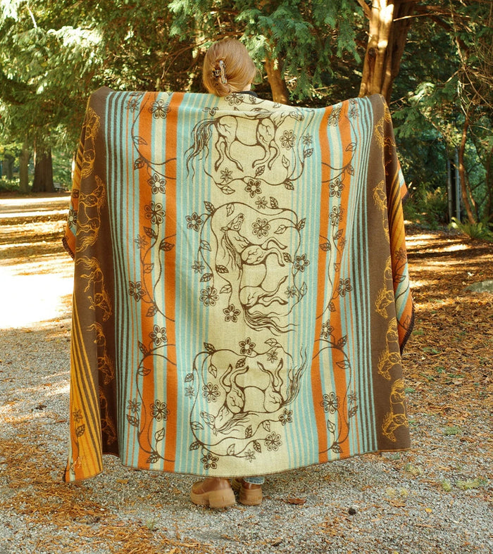 Woven Blanket, Horse design by Native Artist, Storm Angeconeb