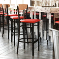 Red Vinyl/Wood Back Barstool