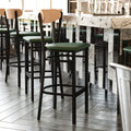 Green Vinyl/Wood Back Barstool