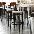Gray Vinyl/Wood Back Barstool