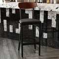 Black Vinyl/Wood Back Barstool